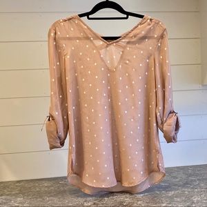 Sheer Blouse 3/4 sleeve or roll tab to half
